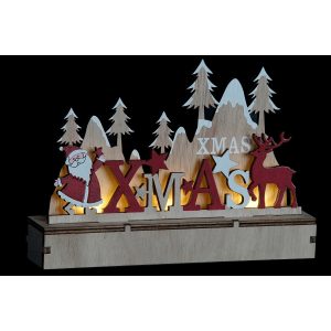 Decorazione slitta XMAS natalizia in legno con luce - Image 3