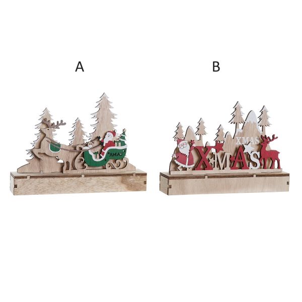 decorazione slitta - xmas con luce in legno